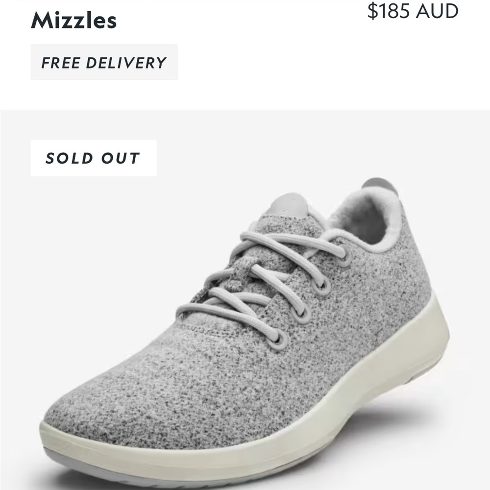 Allbirds ✔️ grey wool Runner mizzles shoe  Women Size 9